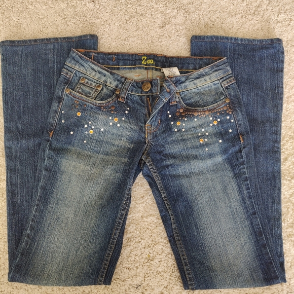 Zco Studded Wide Leg Jeans Size 3 - Picture 2 of 6